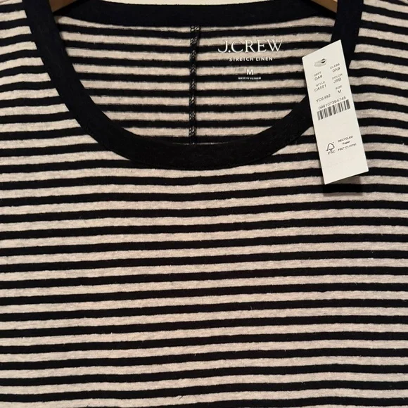 J.Crew Stretch linen-blend crewneck T-shirt in stripe - Picture 3 of 5